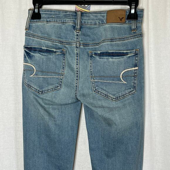 American Eagle NWT Size 00 Long Jegging Jeans Medium Wash Blue Skinny New - Picture 5 of 12